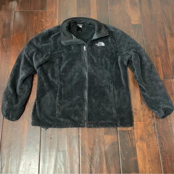 The North‎ Face Osito Fleece Full Zip Jacket Womens Sz Large L Black Fuzzy - Picture 1 of 4